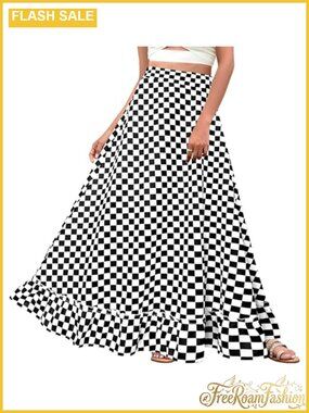 Plus Size High Waist Maxi Skirt with Pockets A-Line Pleated